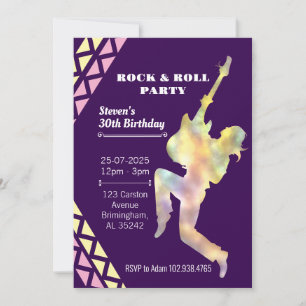 Rock & Roll Birthday Party Invitation, Neon Design Invitation