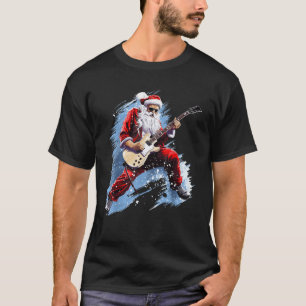 Rock Roll Christmas Music Santa Claus Guitar Playe T-Shirt