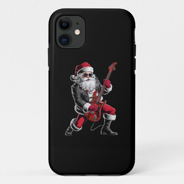 Rock & Roll Christmas Santa Claus Guitar Player Case-Mate iPhone Case (Back)