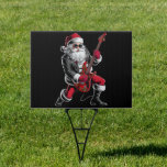 Rock & Roll Christmas Santa Claus Guitar Player Garden Sign<br><div class="desc">Rock & Roll Christmas Santa Claus Guitar Player</div>