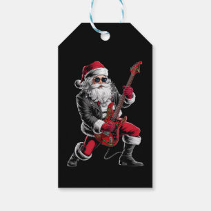 Rock & Roll Christmas Santa Claus Guitar Player Gift Tags