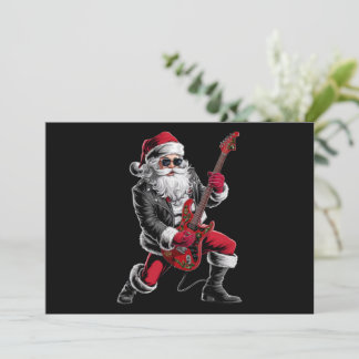 Rock & Roll Christmas Santa Claus Guitar Player Holiday Card