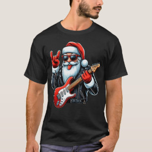Rock Roll Christmas Santa Claus Guitar Player Men T-Shirt