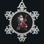 Rock & Roll Christmas Santa Claus Guitar Player Snowflake Pewter Christmas Ornament<br><div class="desc">Rock & Roll Christmas Santa Claus Guitar Player</div>