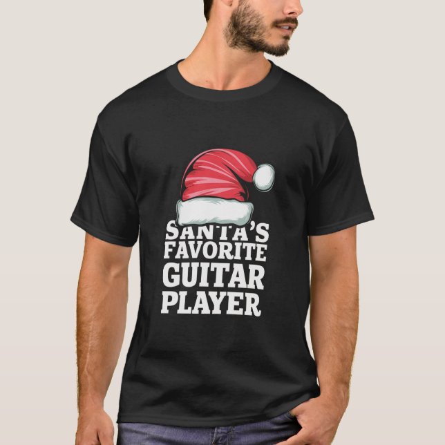 Rock Roll Christmas Santa Claus Guitar Player  T-Shirt (Front)