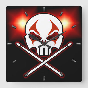 Rock & Roll Clock Heavy Metal Drummer Wall Clock