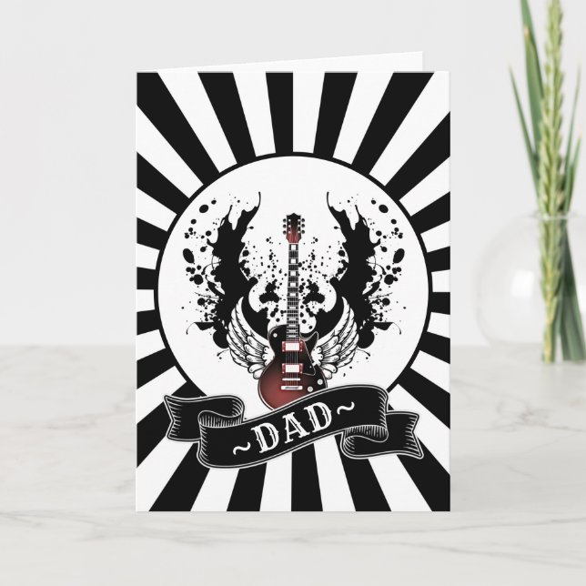 Rock & Roll Dad Guitar Birthday Father's Day Music Card (Front)