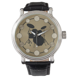 Rock & Roll Drummer Snare Drum Kit Cymbal Musician Watch