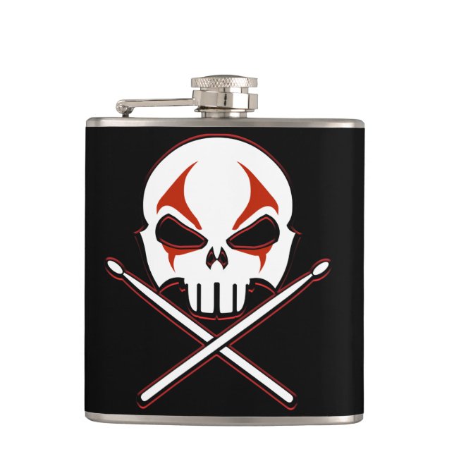 Rock & Roll Flask Heavy Metal Drummer Drink Flask (Front)