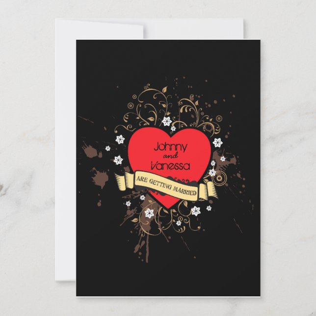 Rock & Roll Grungy Heart Invitation (Front)