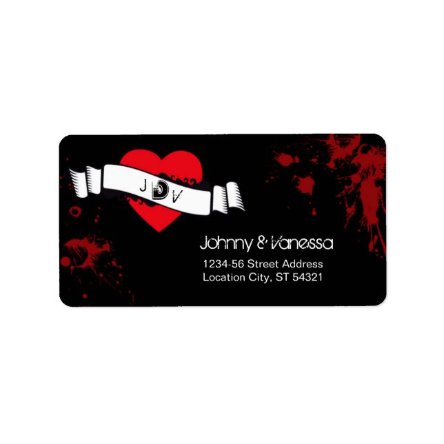 Rock & Roll Grungy Heart Music Themed Wedding Label (Front)