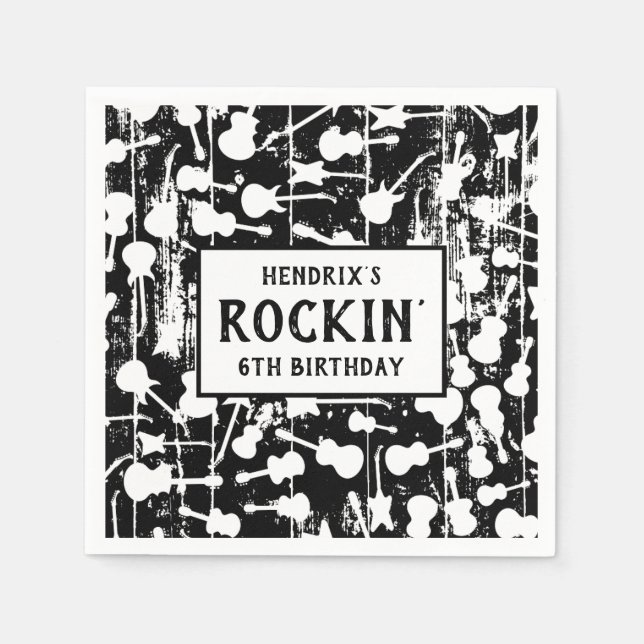 Rock & Roll Guitar Birthday Party Napkins (Front)