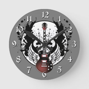 Rock & Roll Guitar Rockabilly Heavy Metal Musician Round Clock