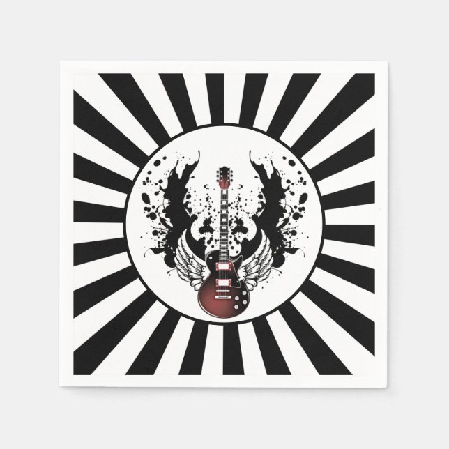 Rock & Roll Guitar Rocker Metal Musician Party Napkin (Front)