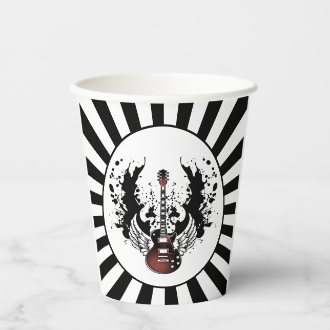 Rock & Roll Guitar Rocker Metal Musician Party Paper Cups (Front)