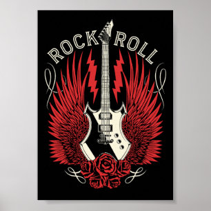 Rock & Roll Guitar Roses Poster