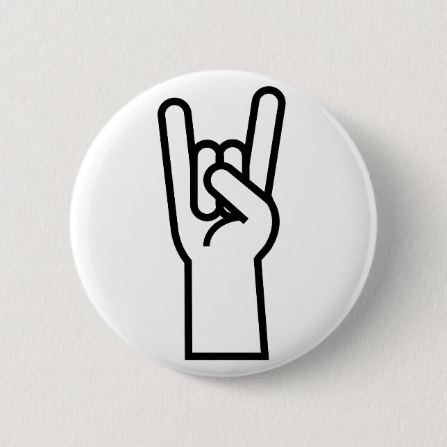 Rock & Roll Hand Symbol 6 Cm Round Badge (Front)