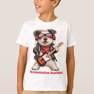 Rock & Roll Jack Russell Guitarist Dog T-Shirt