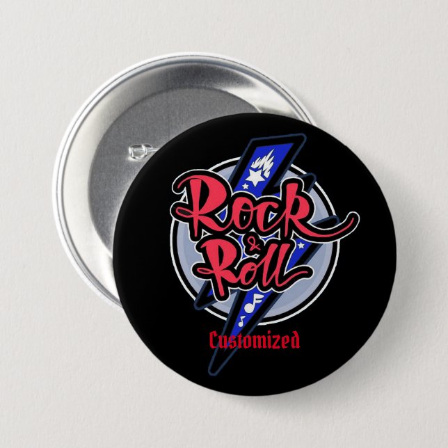 Rock & Roll Lightning Button (Front & Back)