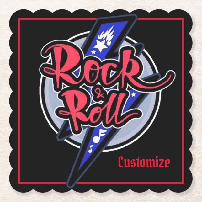 Rock & Roll Lightning Paper Coaster (Front)