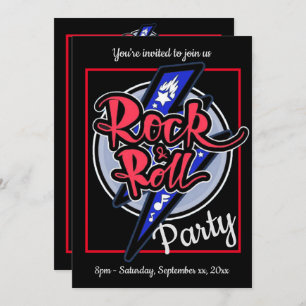 Rock & Roll Lightning Party Invitation