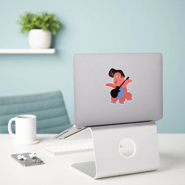 Rock Roll Monster Cute Cartoon Character Art (Laptop On Desk)