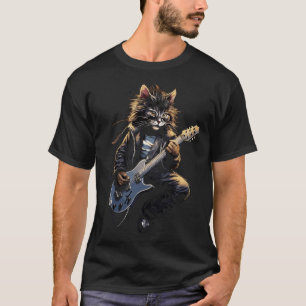 Rock Roll Music Concert Festival Cat Rock Guitar T-Shirt