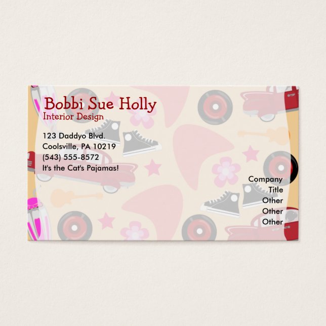 Rock Roll Pink Fifties Fun Time Cute Happy Pattern (Front)