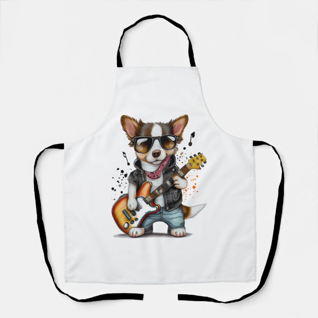 Rock  Roll Puppy Dog (One)   Apron (Front)