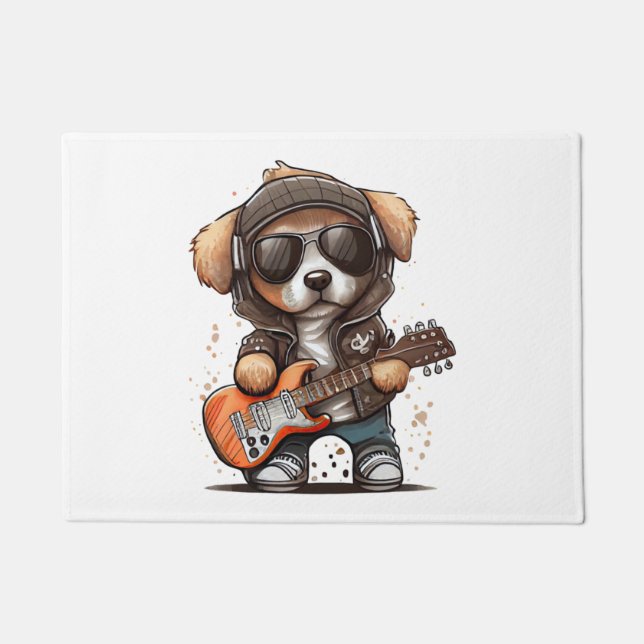 Rock  Roll Puppy Dog (Six)   Doormat (Front)