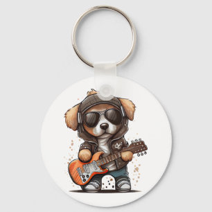 Rock  Roll Puppy Dog (Six)   Key Ring