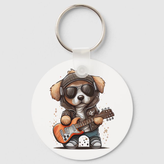 Rock  Roll Puppy Dog (Six)   Key Ring (Front)