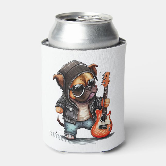 Rock  Roll Puppy Dog (Three)   Can Cooler (Can Front)