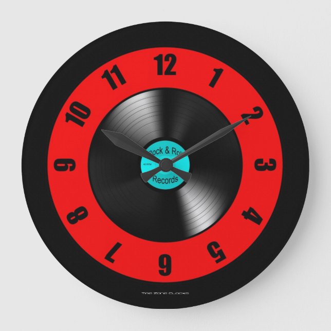 Rock & Roll Records Large Wall Clock (Front)