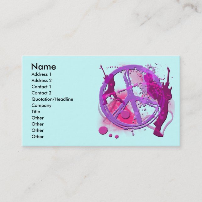 ROCK & ROLL RETRO PEACE SIGN PROFILE CARDS (Front)