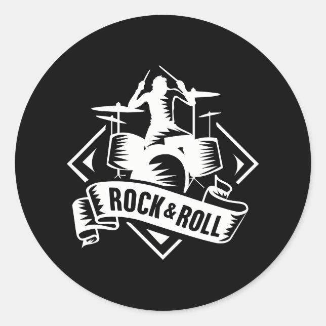 Rock & Roll Rocker Rock And Roll Music Lovers Classic Round Sticker (Front)