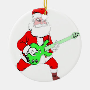 ROCK & ROLL SANTA CERAMIC TREE DECORATION