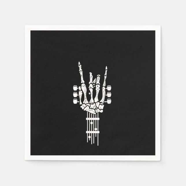 Rock & Roll Skeleton Guitar Music Lover Napkin (Front)