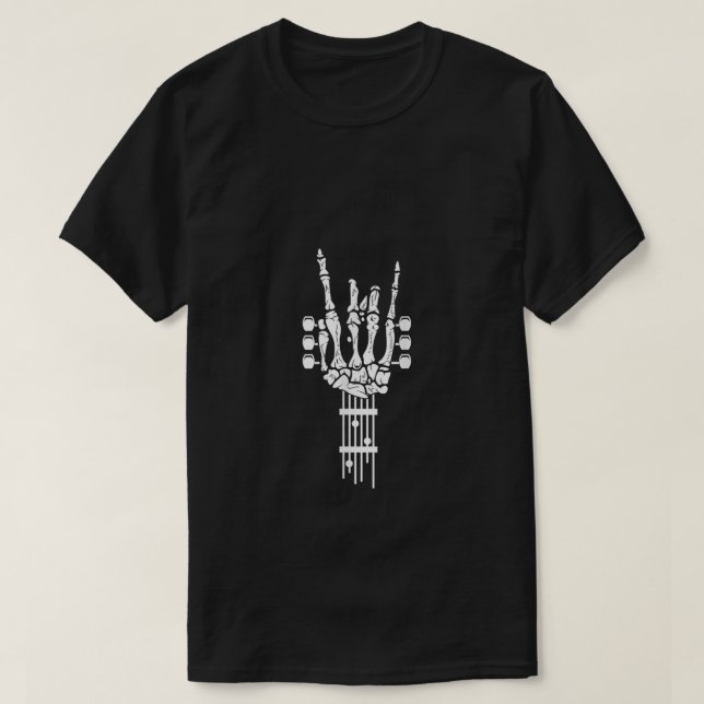 Rock & Roll Skeleton Guitar Music Lover T-Shirt (Design Front)