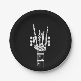 Rock & Roll Skeleton Guitar Music LoverPaper Plate