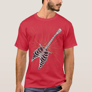 Rock & Roll Skeleton Guitar Player Figurine Music T-Shirt