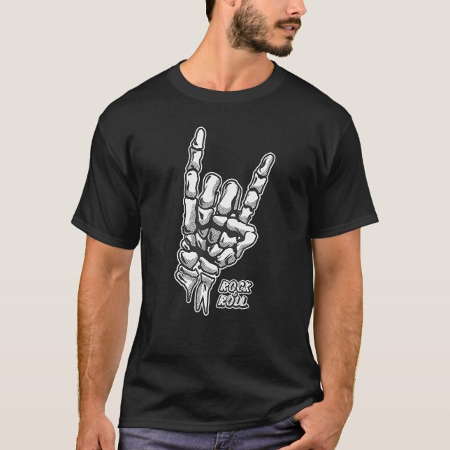 Rock & Roll Skeleton Hand T-Shirt (Front)