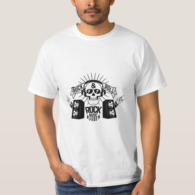 Rock & Roll Skull Music Fest Graphic T-Shirt (Front)