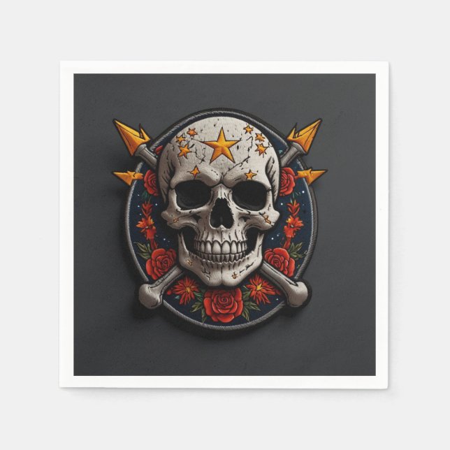 Rock & Roll Skull Patch  Napkin (Front)