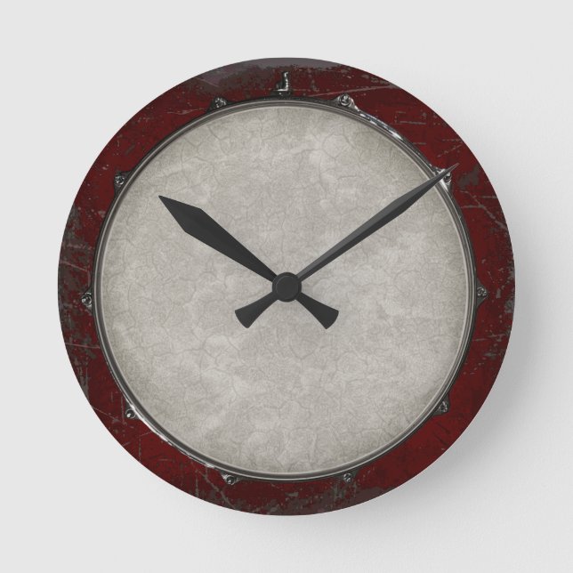 Rock & Roll Snare Drum Heavy Metal Drummer Music Round Clock (Front)