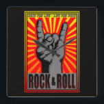 Rock & Roll Square Wall Clock<br><div class="desc">Rock and Roll finger sign.</div>