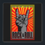 Rock & Roll Square Wall Clock<br><div class="desc">Rock and Roll finger sign.</div>
