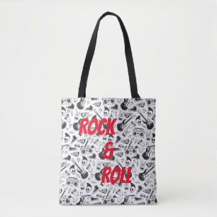 Rock & Roll Tote bag - red & black