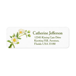 Rock rose white wedding slim reply address labels