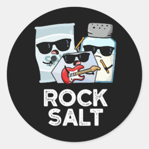 Rock Salt Funny Condiment Music Pun Dark BG Classic Round Sticker